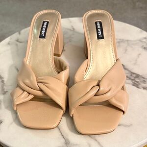Nine West Women's Beige Knotted Mules